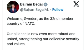 Официјална Тирана го поздрави членството на Шведска во НАТО