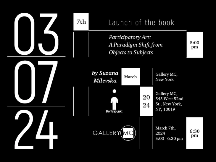 New York's Gallery MC hosts launch for Suzana Milevska's book of essays on participatory art