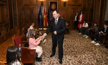 Caretaker Parliament Speaker meets Strasho Pindzhur Elementary students