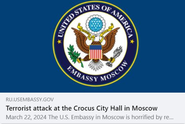 Амбасадата на САД во Москва „шокирана“ од нападот