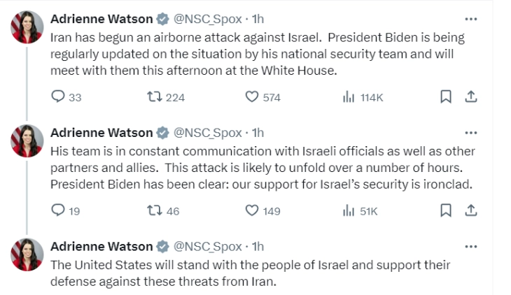 Këshilli për Siguri kombëtare i SHBA-së kumtoi se sulmi ndaj Izraelit do të zhvillohet gjatë disa orëve