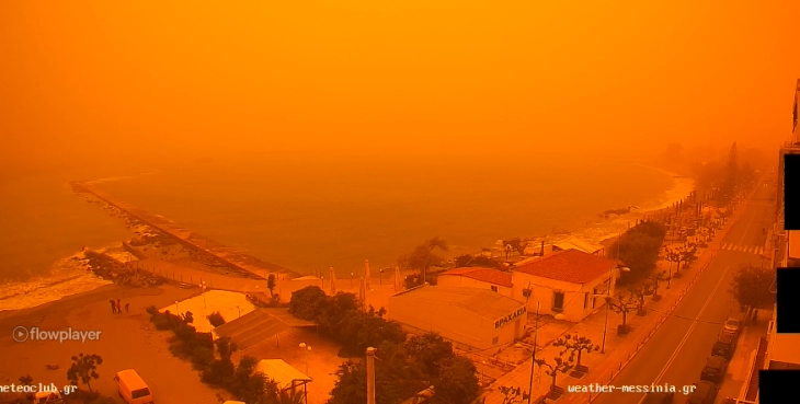 Грција зафатена од прашина од Сахара, најизразена во јужниот дел на Пелопонез