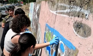 Младите од Делчево цртаа мурал со порака за почиста животна средина