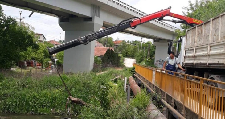 Отстранети паднатите дрвја во речното корито на Кумановка во близина на мостот кај Проевце