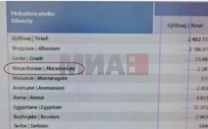 ИНСТАТ ја коригираше грешката, на прегледот за пописните резултати напиша Македонци