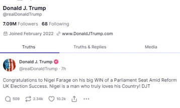 Трамп му честиташе на Фараж влез во британскиот Парламент
