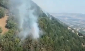 Полицискиот хеликоптер фрли над 39 тони вода врз пожарот на планината Серта