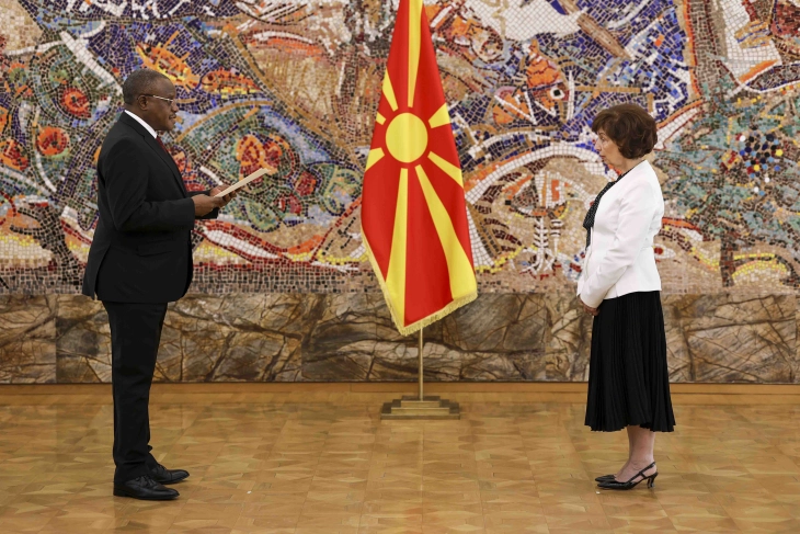 President Siljanovska Davkova receives credentials of new Zambian Ambassador William Maipambe Sikazwe