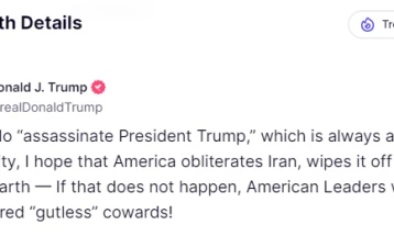 Трамп се надева дека САД ќе го уништат Иран доколку Техеран се обиде да го убие
