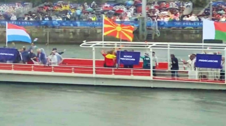 Macedonian flag flies on river Seine at Paris Olympics opening ceremony
