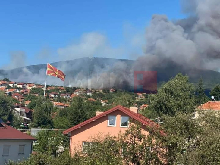 Пожарот над Пехчево се поблиску до првите куќи, Китански апелира населението да се вклучи во гаснењето