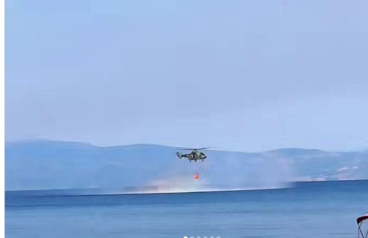 Serbia's Airbus Super Puma H215 helicopter putting out Ohrid fire