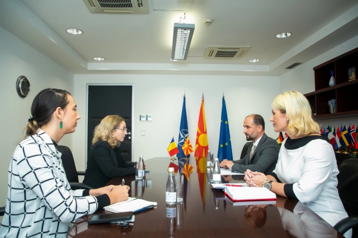 EU Minister Murtezani, Deputy Minister Trajkov meet Romanian Ambassador Axinte