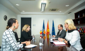 EU Minister Murtezani, Deputy Minister Trajkov meet Romanian Ambassador Axinte