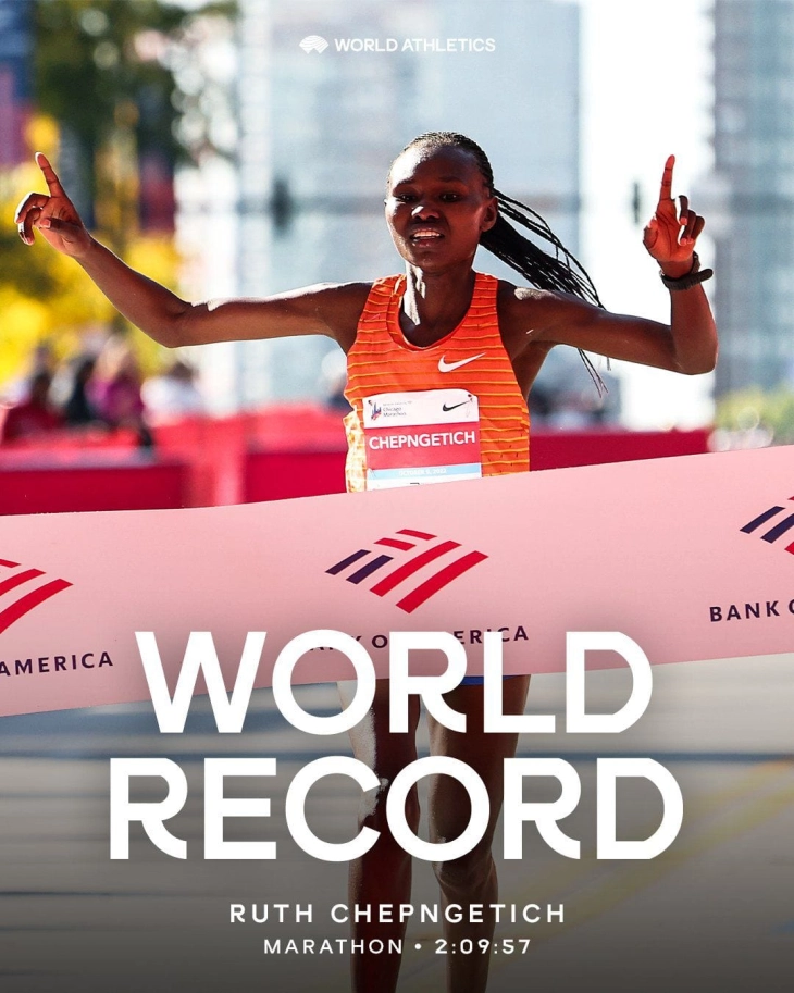 Kenya's Chepngetich breaks women's marathon world record in Chicago