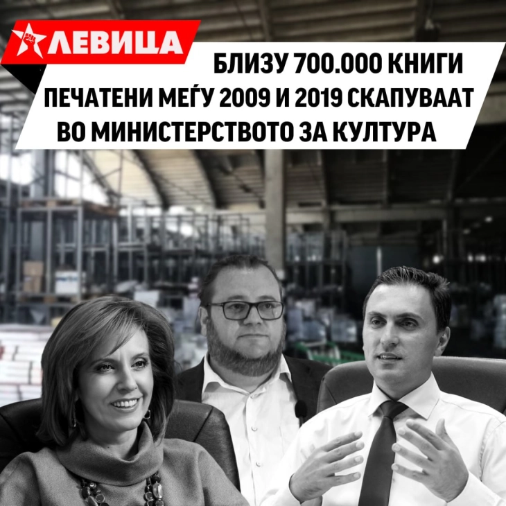 Левица: Близу 700.000 книги печатени меѓу 2009 и 2019 скапуваат во Министерството за култура