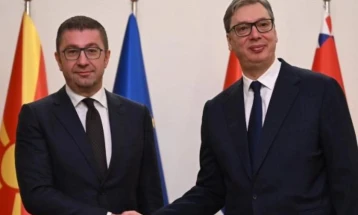 Vučić and Mickoski discuss economic and infrastructure projects, focus on Budapest-Belgrade-Skopje-Athens railway