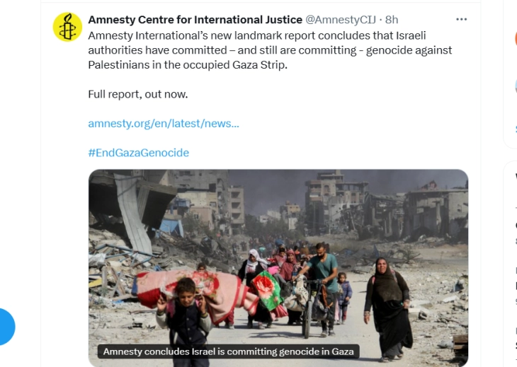 Amnesty International accuses Israel of Palestinian genocide in Gaza