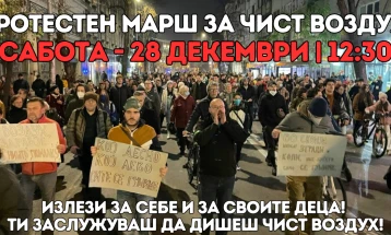 Протестен марш против аерозагадувањето во Скопје