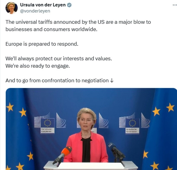 Von der Leyen says EU is prepared to counter Trump's tariffs