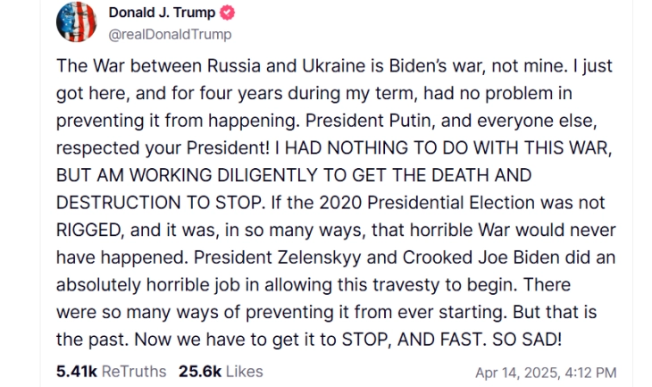 Trump blames Biden and Zelensky for war in Ukraine