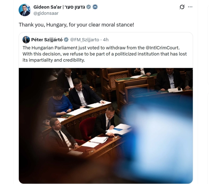 Сар го поздрави „јасниот морален став“ на Унгарија откако гласаше за излегување од „политизираниот“ МКС