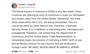 USA may introduce 100% tariff on movies produced abroad