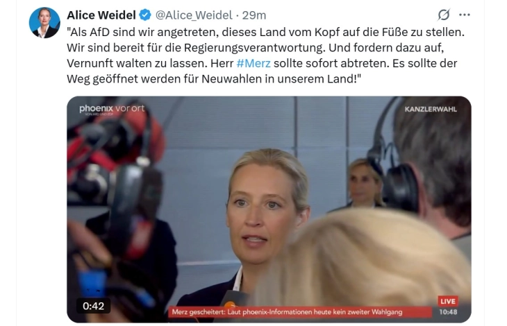 АфД: Мерц ја плати цената за неговите предизборни сплетки