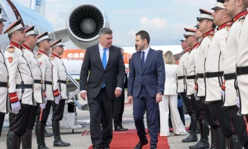 Croatian President Milanović arrives for an official visit to North Macedonia