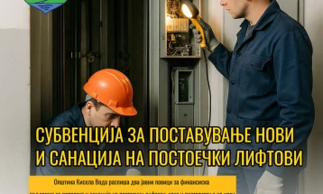 Кисела Вода: Субвенции за поставување нови и санација на постоечки лифтови