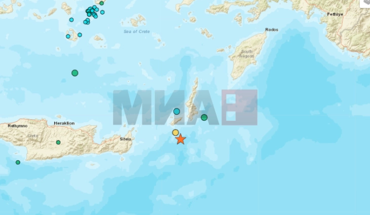 Земјотрес со јачина од 6,1 степен во морскиот дел кај грчките острови Касос и Родос