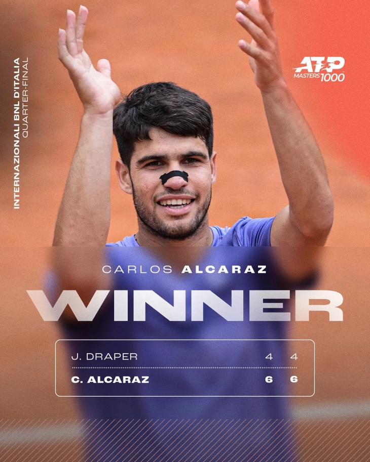 Алкараз прв полуфиналист во Рим