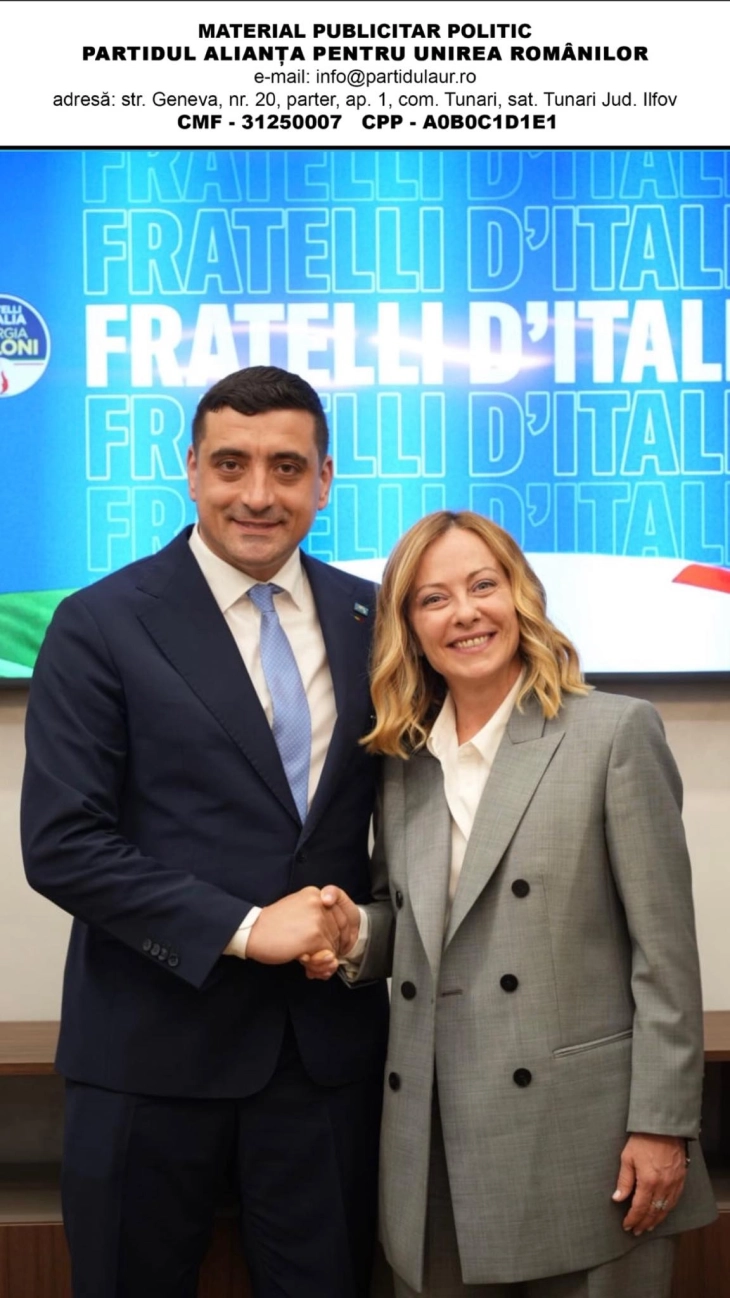 Кандидатот за претседател на Романија Симион доби поддршка од италијанската премиерка Мелони