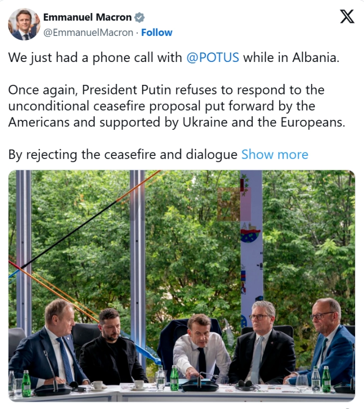 Makron pas telefonatës me Trampin: Rusia po blen kohë dhe e vazhdon luftën