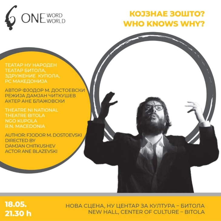 Актерите Ане Блажовски и Кристоф Рогачевич вечер на фестивалот за монодрама „Битола 2025“