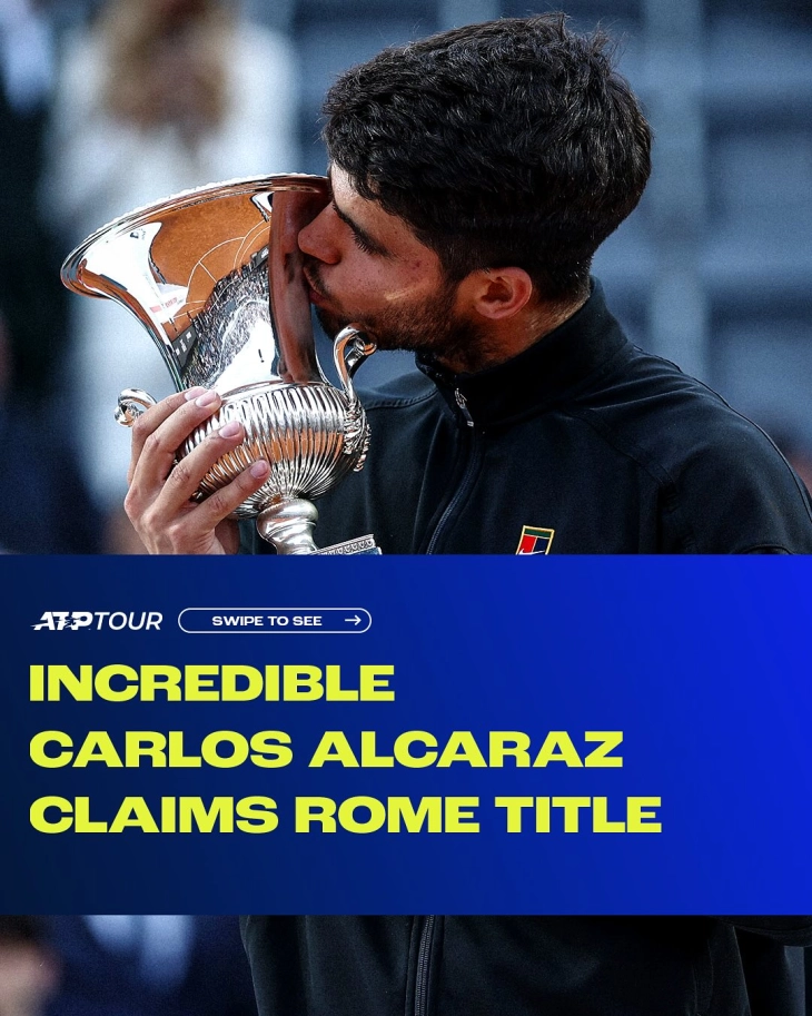 Алкараз го совлада Синер за прва титула во Рим