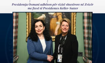 Presidentja Osmani udhëton për vizitë shtetërore në Zvicër me ftesë të presidentes Keler-Suter