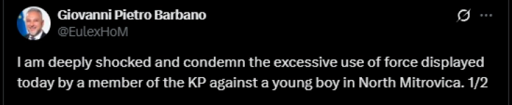 Шефот на мисијата ЕУЛЕКС во Косово го осуди полицискиот напад врз српски матурант