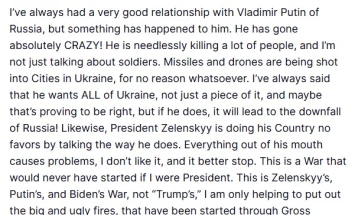 Trump 'not happy' with escalating Russian attacks on Ukraine