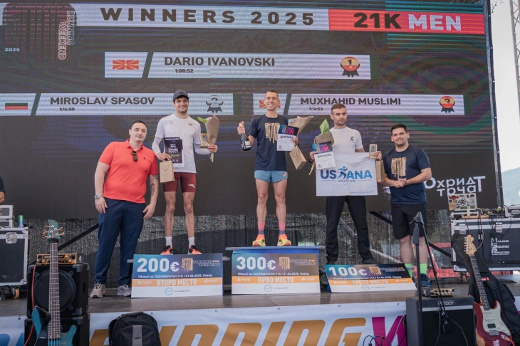 Dario Ivanovski, Frosina Mihajlovska winners of 21K race at 9th Ohrid Running Weekend