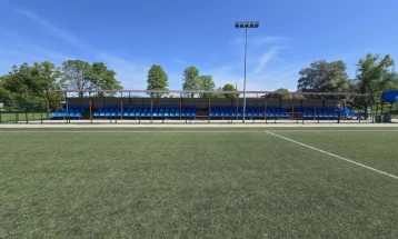 Реконструиран дел од оградата и трибината на фудбалскиот терен со вештачка трева во спортскиот центар „Билјанини извори“