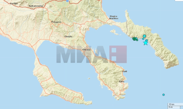 Земјотрес со јачина од 5,3 степени во близина на Света Гора на третиот крак на Халкидики