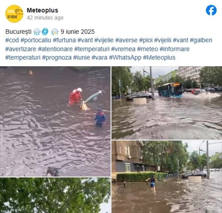 Невреме во Букурешт: Поплави, соборени дрвја и доцнења на летови