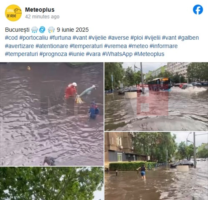 Stuhi në Bukuresht: Përmbytje, drunj të rrëzuar dhe vonesë fluturimesh
