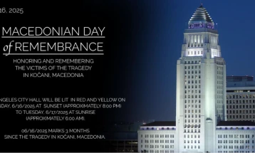 Los Angeles City Hall to be lit in red and yellow to honor and remember victims of tragedy in Kochani