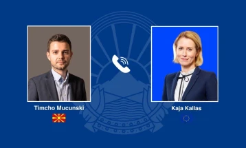 Bisedë telefonike Mucunski - Kallas për integrimin evropian, lidhjen rajonale dhe situatën në Lindjen e Mesme