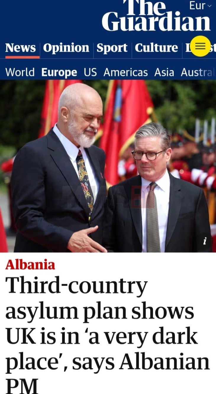 Rama e ka kritikuar politikën e Britanisë së Madhe për shkak të deportimit në vendet e treta të njerëzve të cilëve kërkesat për azil u janë refuzuar 