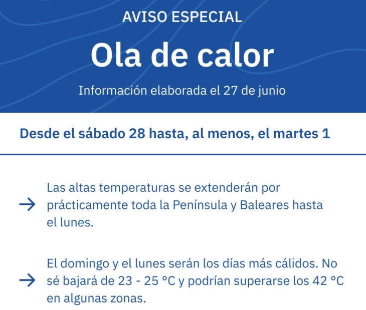 Spain braces for heatwave with temperatures to exceed 40 degrees