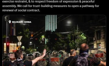 ОН за човекови права: Властите во Белград да ја почитуваат слободата на изразување и собирање; Во Белград целосен прекин на градскиот јавен транспорт