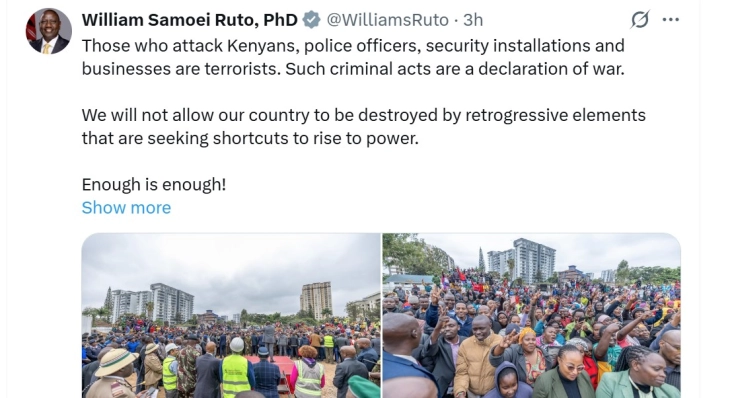 Претседателот на Кенија предупредува на обид за соборување на владата по насилните протести